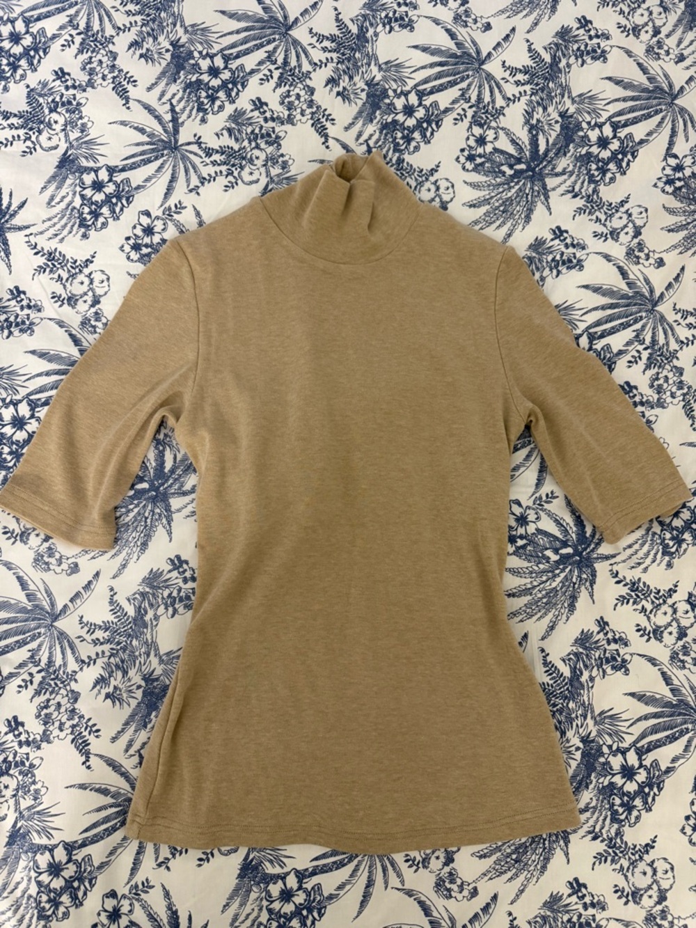 OGL Camel Short-Sleeve Turtleneck Top